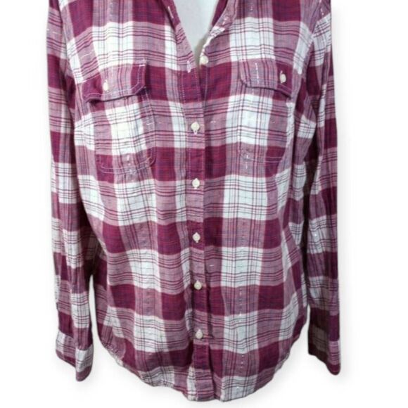 ST. JOHN'S BAY RED & WHITE PLAID BLOUSE SZ.XL EUC. - Picture 3 of 5